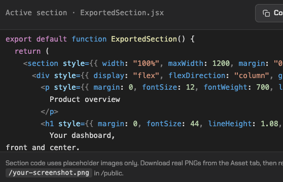 Basic section code for Next.js or React